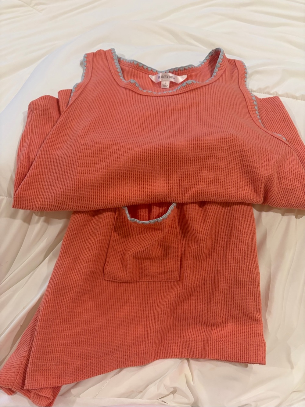 Honey Dew Coral Ribbed Tank Top & Shorts with Contrast Trim Size L